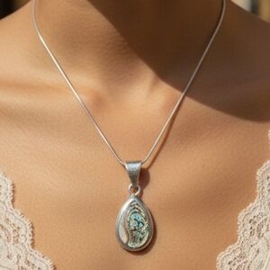 ✨️TAXCO! Abalone and Sterling Silver Teardrop Pendant